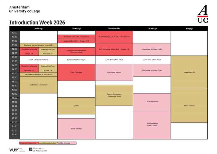 Introduction Week Timetable 2025